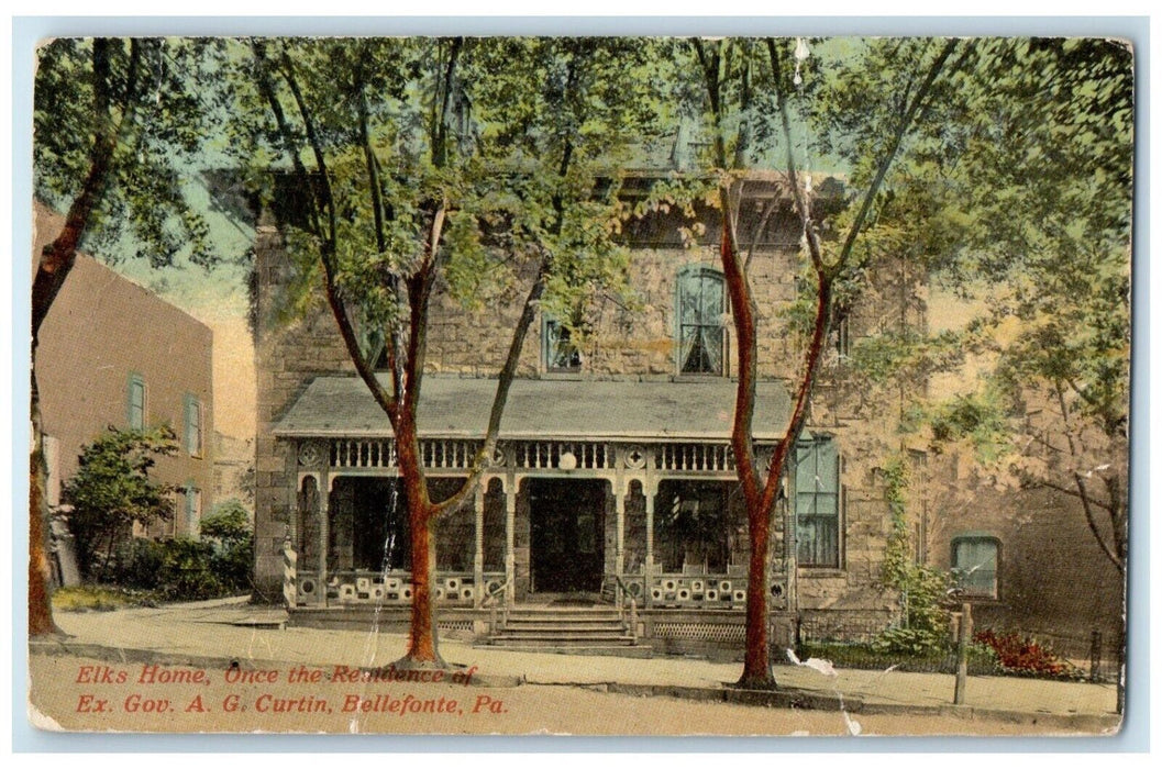 1916 Elks Home Once Residence Ex Gov Curtin Bellefonte Pennsylvania PA Postcard
