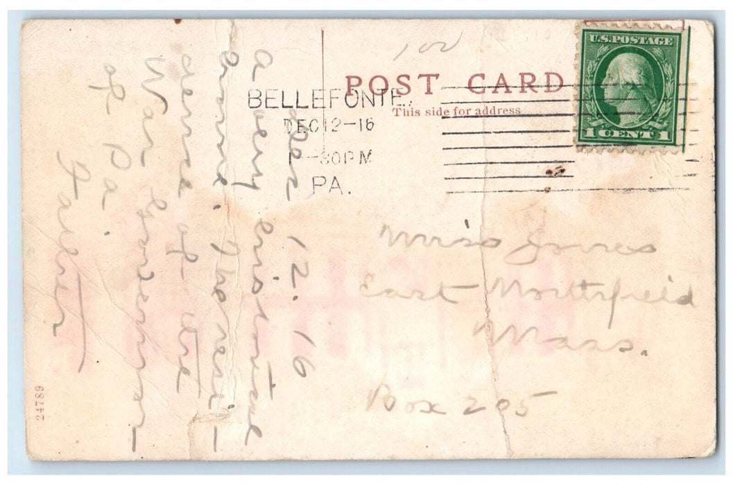 1916 Elks Home Once Residence Ex Gov Curtin Bellefonte Pennsylvania PA Postcard