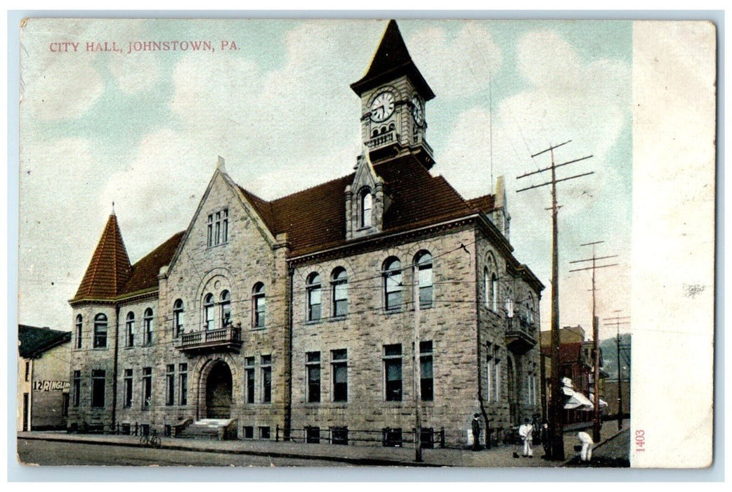 1905 Roadside View City Hall Building Johnstown Pennsylvania PA Vintage Postcard