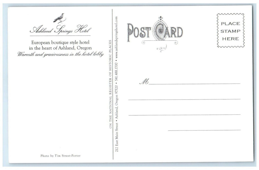 c2000's Ashland Springs Hotel European Boutique Hotel Lobby Oregon Postcard