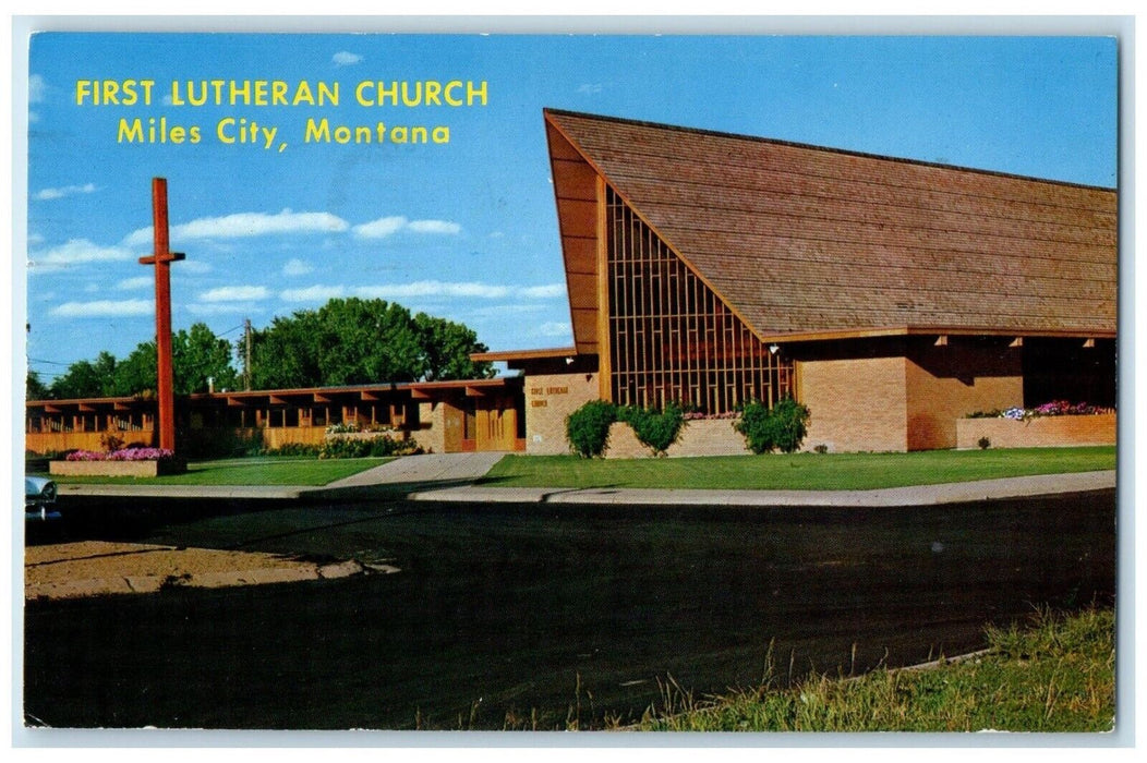 1966 First Lutheran Church Stower Winchester Chapel Miles City Montana Postcard