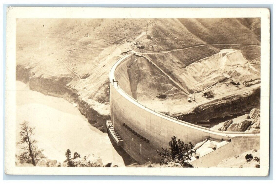 c1918 Birds Eye View Of Arrow Rock Dam Boise Idaho ID RPPC Photo Postcard