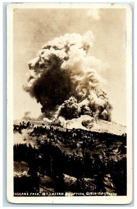 1924 Mt. Lassen Eruption Vulcan's Face Shasta County California CA RPPC Postcard