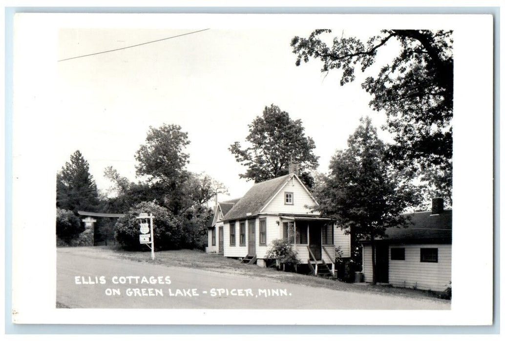 c1950's Ellis Cottages On Green Lake View Spicer MN RPPC Photo Postcard
