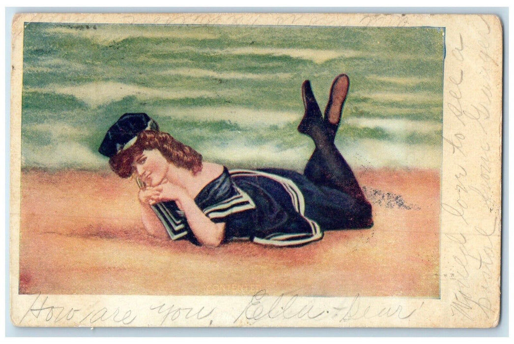1906 Pretty Woman At The Beach Austin Texas TX Posted Antique Postcard
