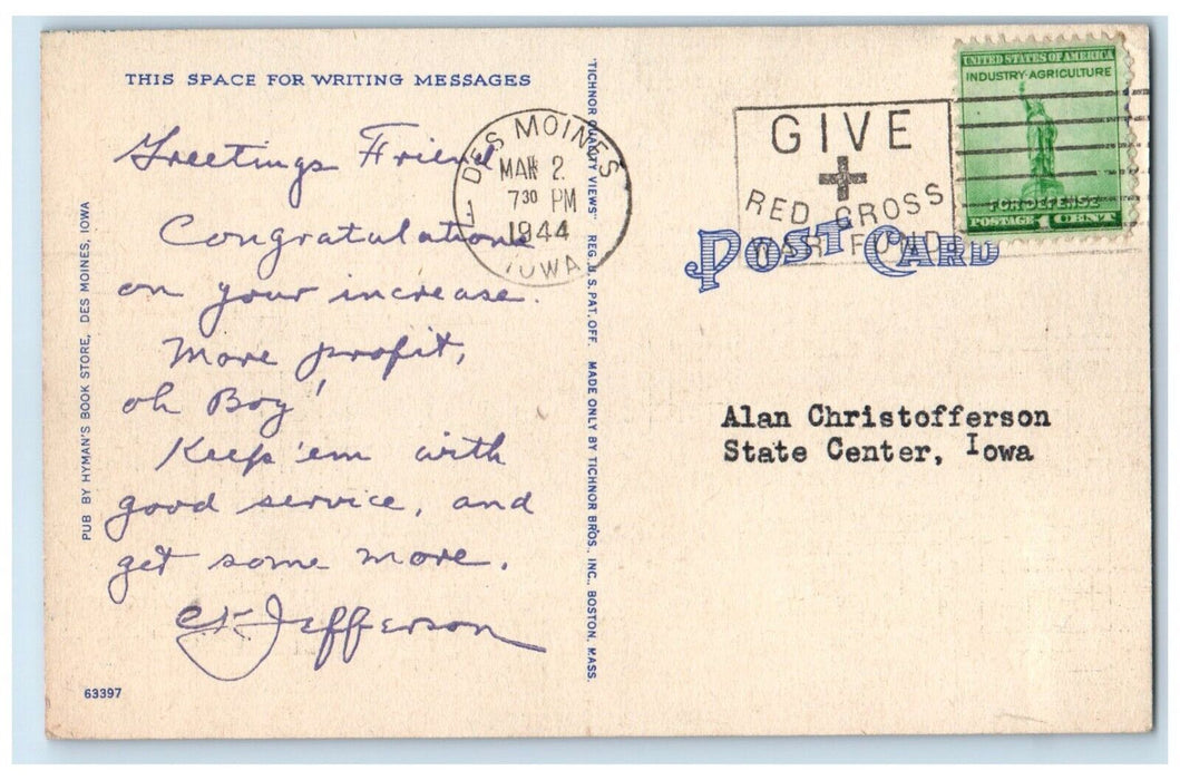 1944 View Of 18th Street Viaduct And Bridge Des Moines Iowa IA Posted Postcard