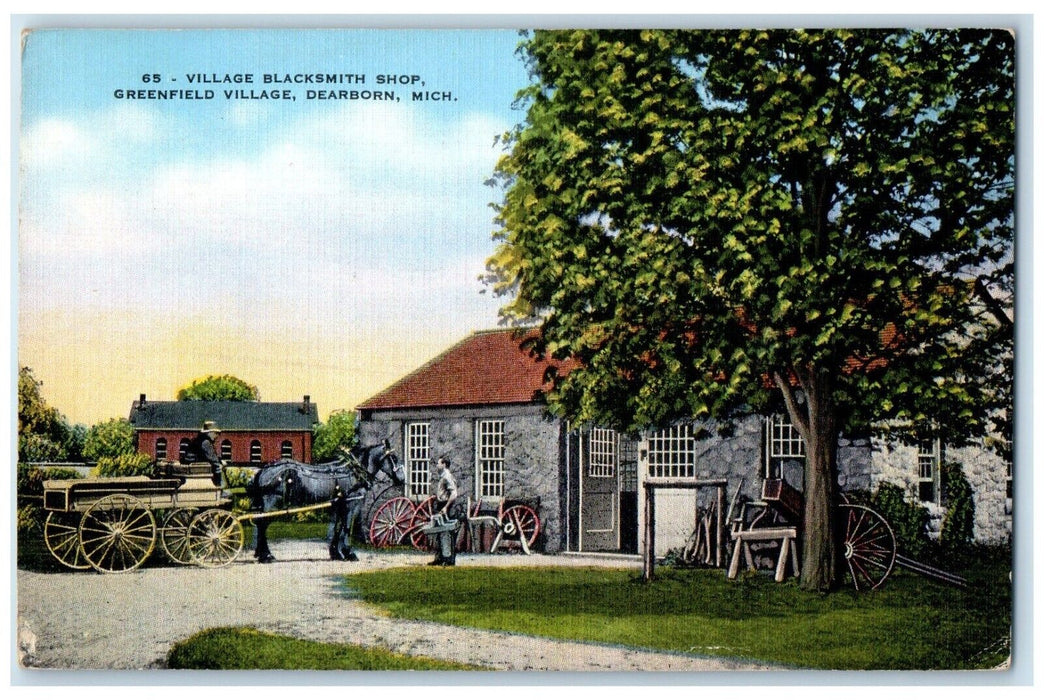 1942 Village Blacksmith Shop Greenfield Village Dearborn Michigan MI Postcard