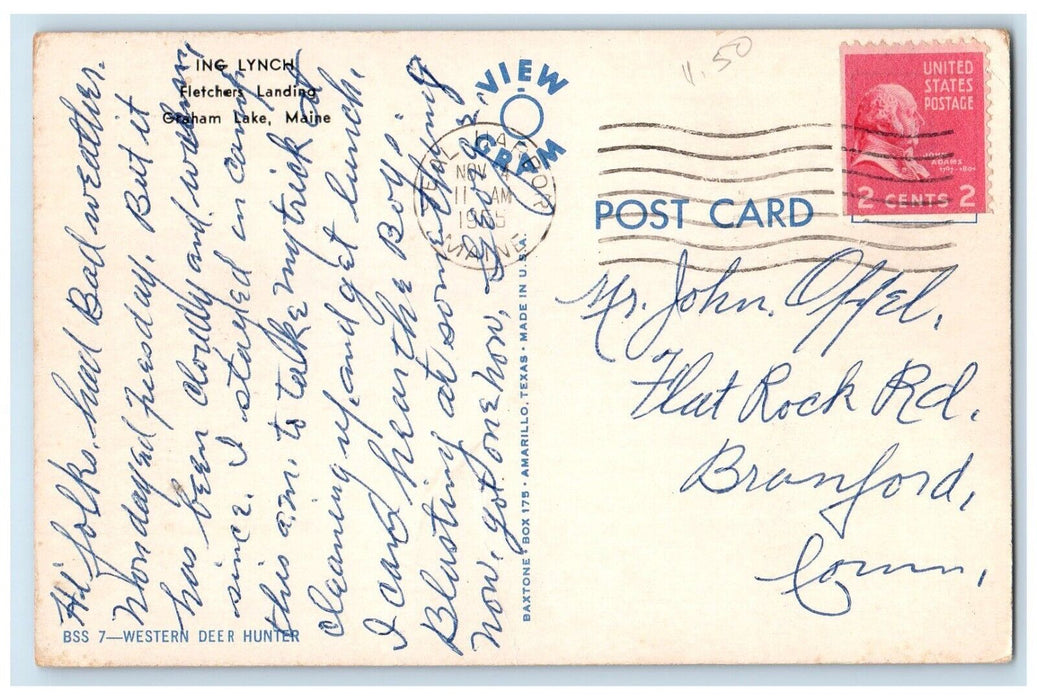 1955 Ing Lynch Fletchers Landing Graham Lake Maine ME, Horse Cowboy Postcard