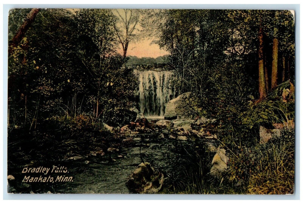 1909 Bradley Falls Waterfalls Mankato Minnesota MN Posted Antique Postcard