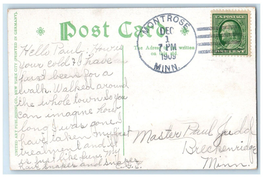 1909 Cute Girl Talking Telephone Montrose Minnesota MN Posted Antique Postcard