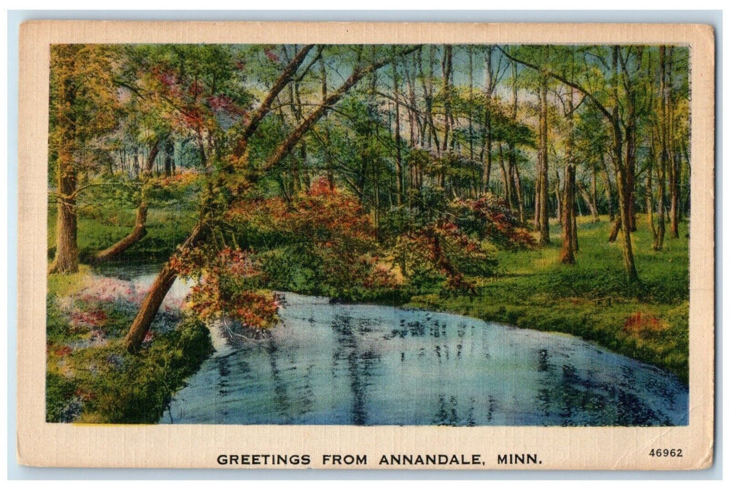 1955 Greetings From Annandale Minnesota MN Silver Creek MN Vintage Postcard