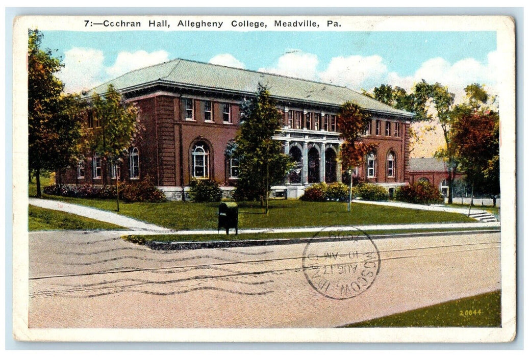 1929 Exterior Cochran Hall Allegheny College Meadville Pennsylvania PA Postcard