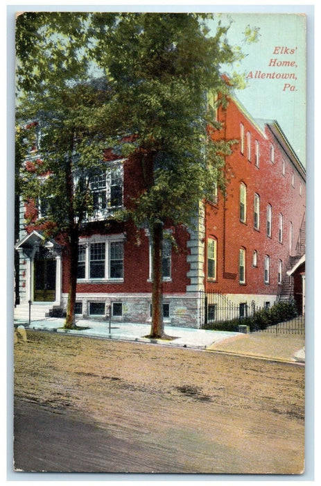 1910 Roadside View Elks Home Building Allentown Pennsylvania PA Vintage Postcard