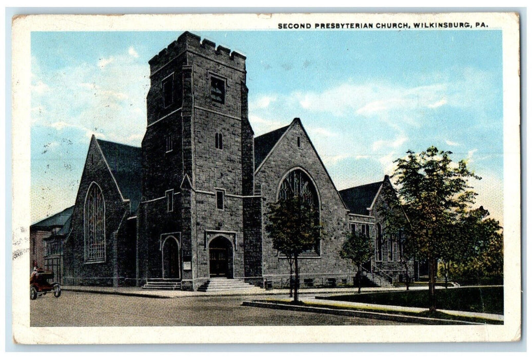 1919 Exterior View Second Presbyterian Church Wilkinsburg Pennsylvania Postcard