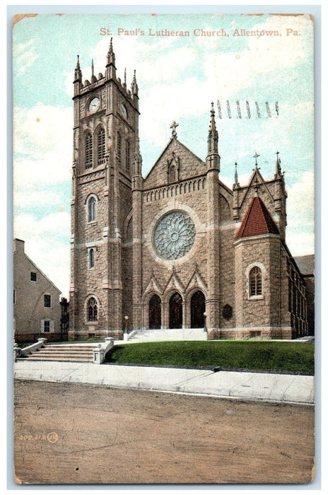 1907 St Paul Lutheran Church Allentown Pennsylvania PA Vintage Souvenir Postcard