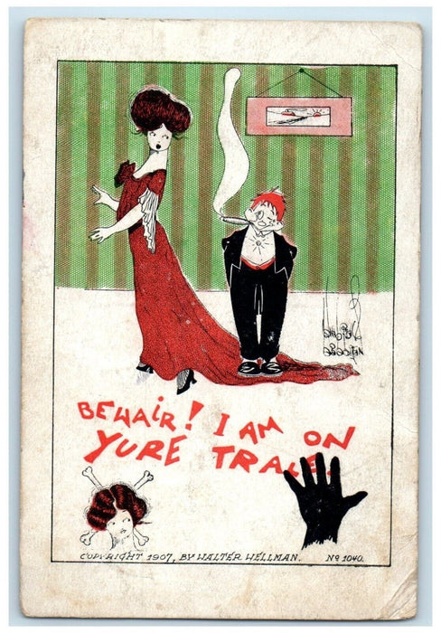 1908 Man Smoking Cigarette Pretty Woman Philadelphia Pennsylvania PA Postcard