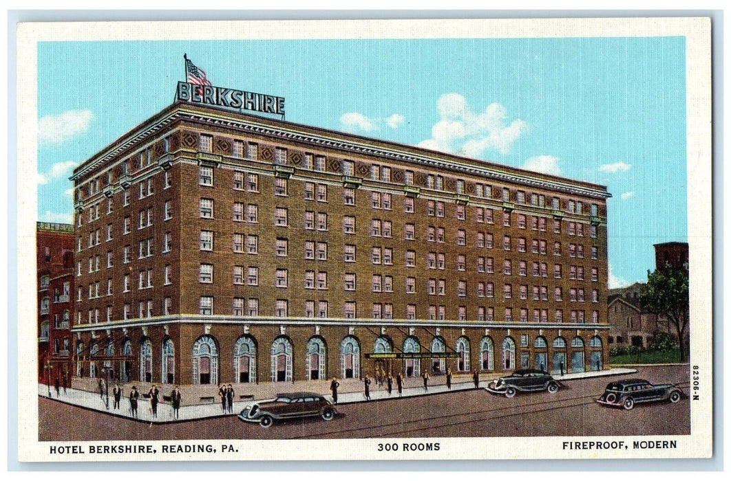 c1940 Hotel Berkshire Fireproof Exterior Building Reading Pennsylvania Postcard