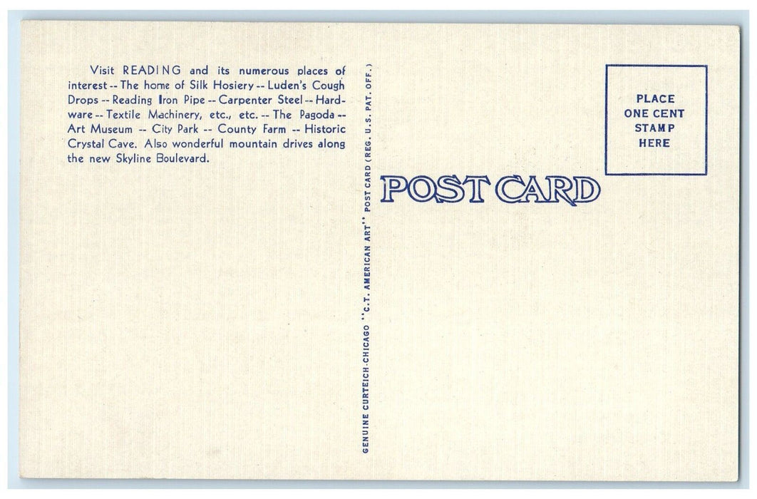c1940 Hotel Berkshire Fireproof Exterior Building Reading Pennsylvania Postcard