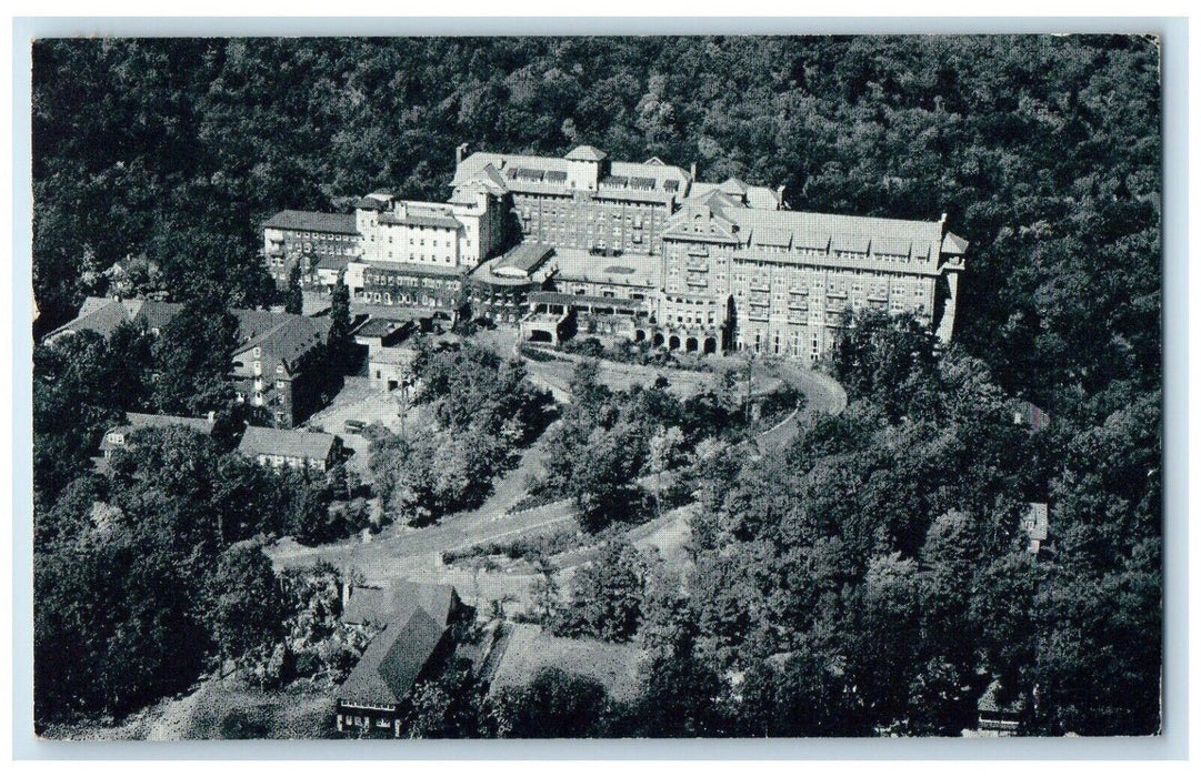 1949 Aerial View Inn South Exterior Field Buck Hill Falls Pennsylvania Postcard