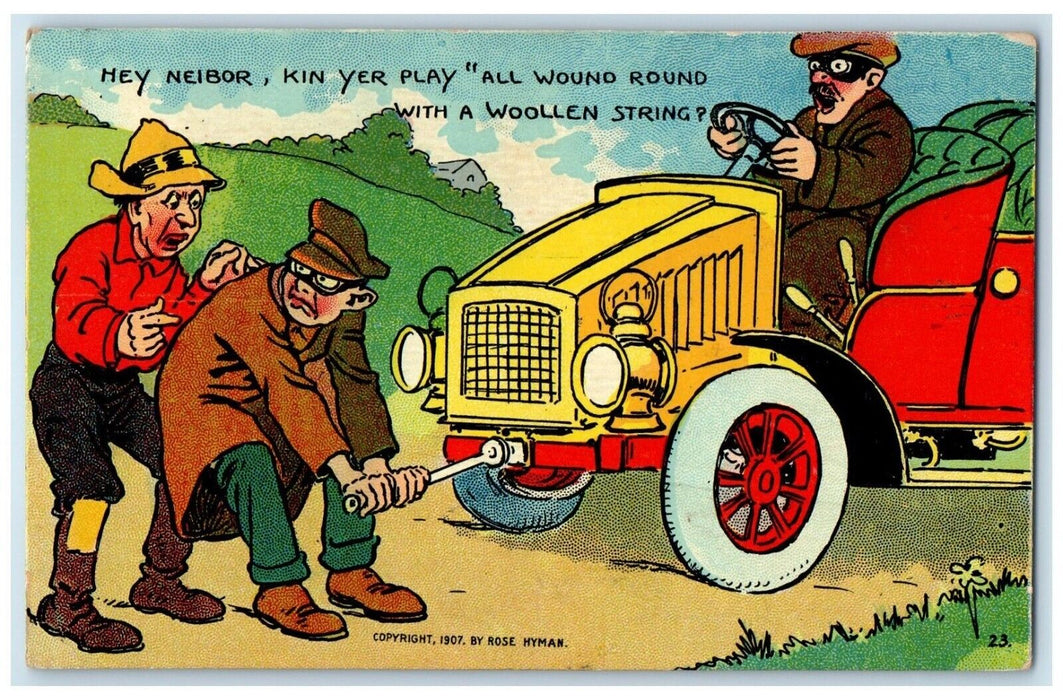 1911 Man Fixing Broken Car Blasdell New York NY Posted Antique Postcard