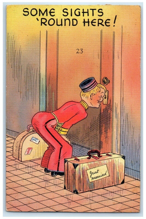 1938 Man Peeping Bellhop Hotel Cape May New Jersey NJ Posted Vintage Postcard