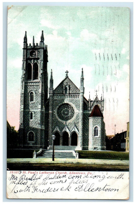 1907 Exterior St Paul Lutheran Church Allentown Pennsylvania PA Antique Postcard