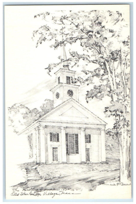 1940 Meeting House Old Sturbridge Village Massachusetts Vintage Antique Postcard