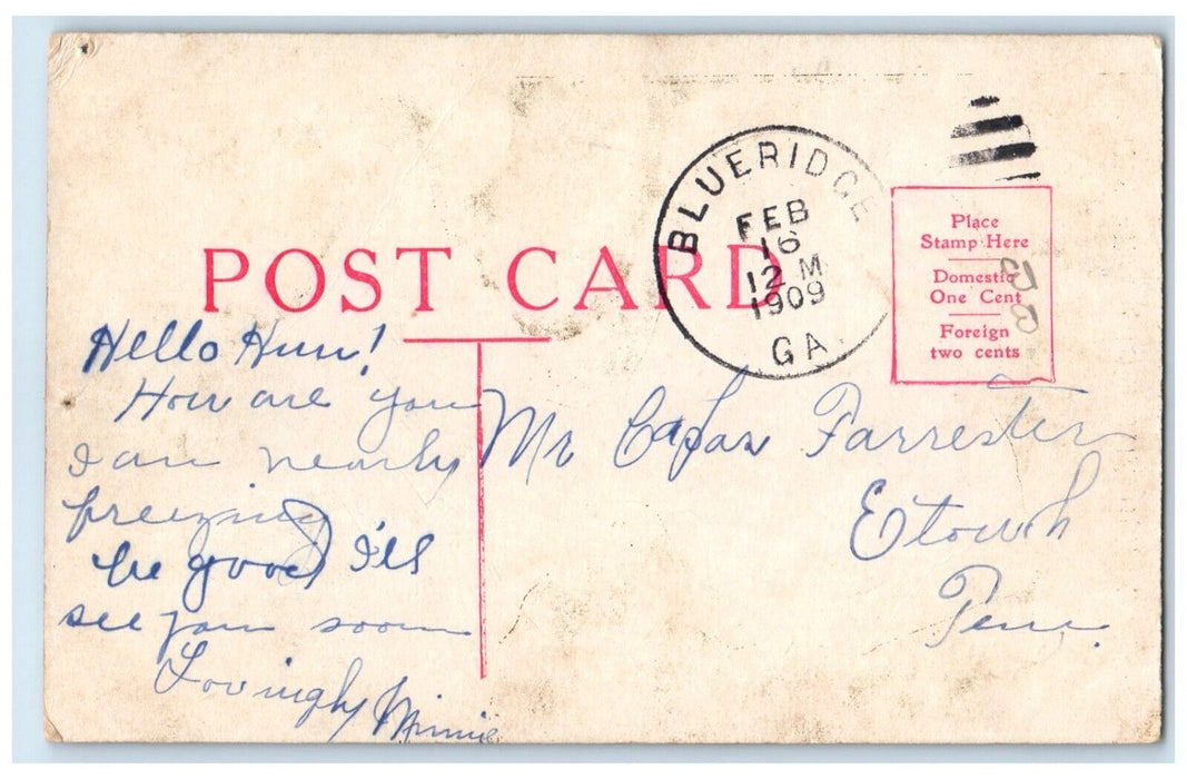1909 The Girl From The Golden West Blueridge Georgia GA Posted Antique Postcard