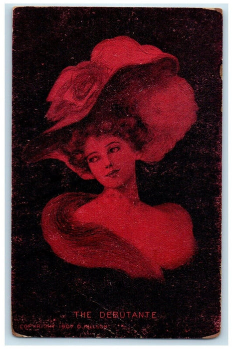 c1910's The Debutante Pretty Woman Big Hat Brooklyn New York NY Posted Postcard