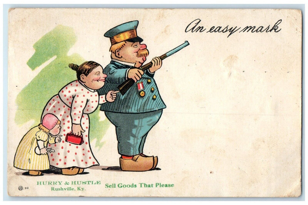 1909 Hurry And Hustle Rushville KY, Dutch Policemen South Boston VA Postcard