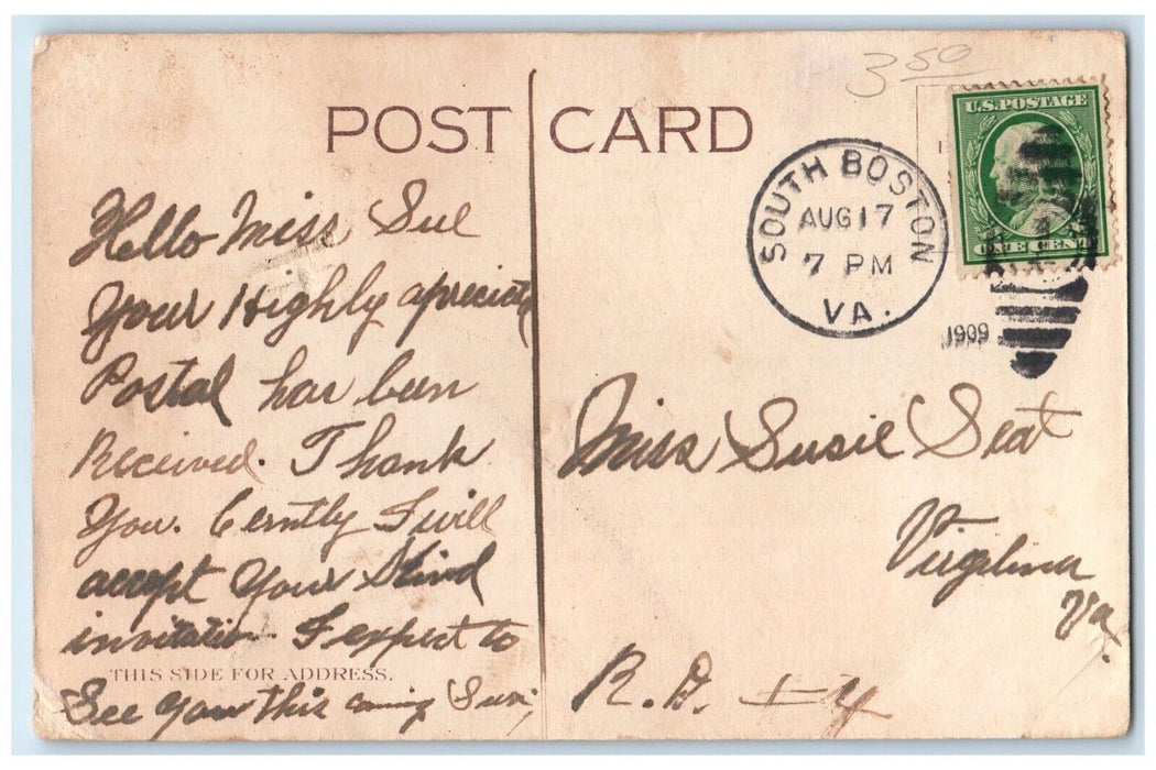 1909 Hurry And Hustle Rushville KY, Dutch Policemen South Boston VA Postcard