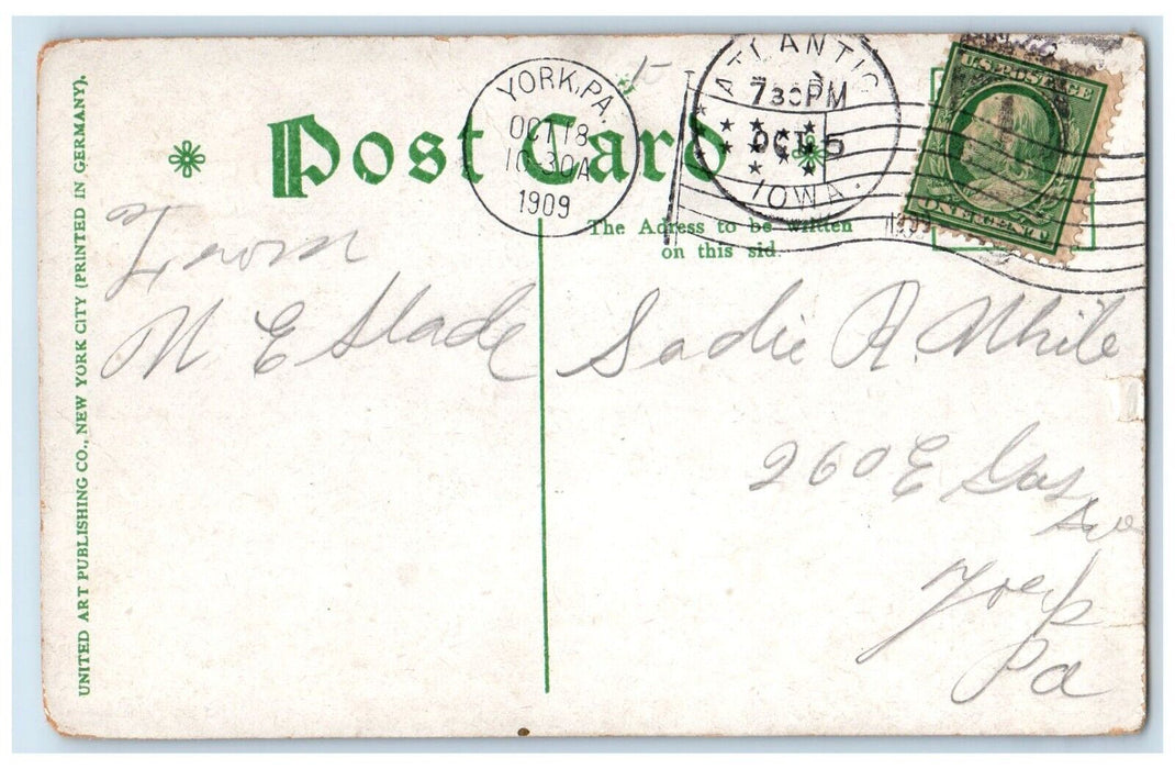 1909 Going Milking In Hanlie Iowa IA, Cow Scene River York PA Antique Postcard