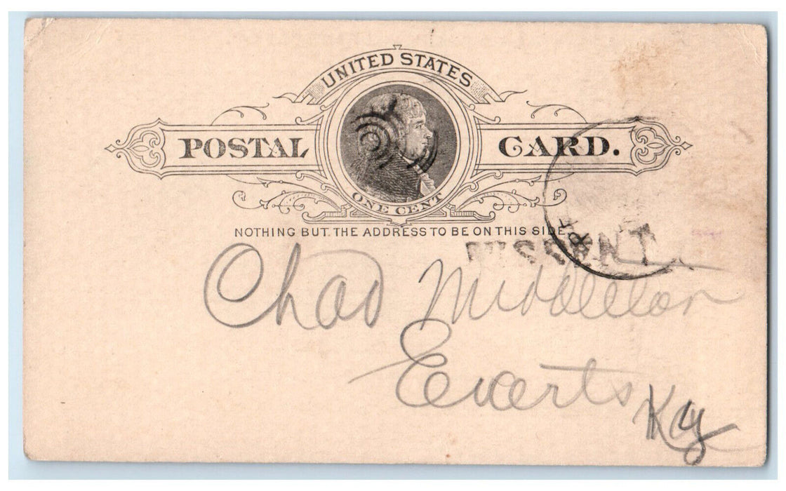 1891 Louisville & Nashville Railroad Co. Kentucky KY Antique Postal Card