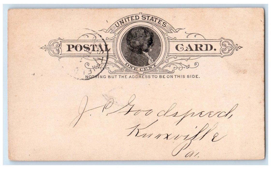 1888 Farmers & Traders Bank Westfield Pennsylvania PA Antique Postal Card