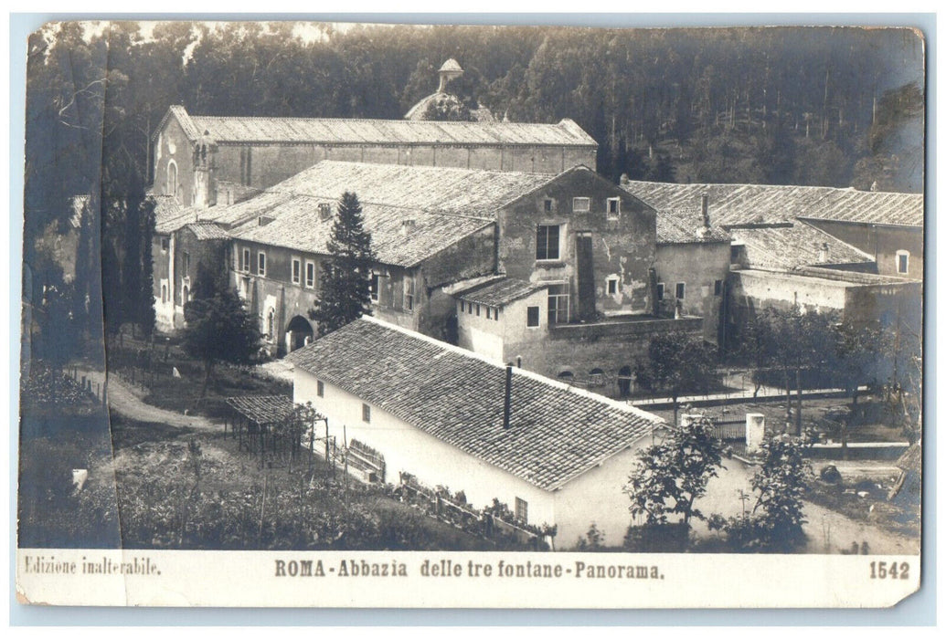 c1905 Abbey of the Three Fountains Panorama Rome Italy RPPC Photo Postcard