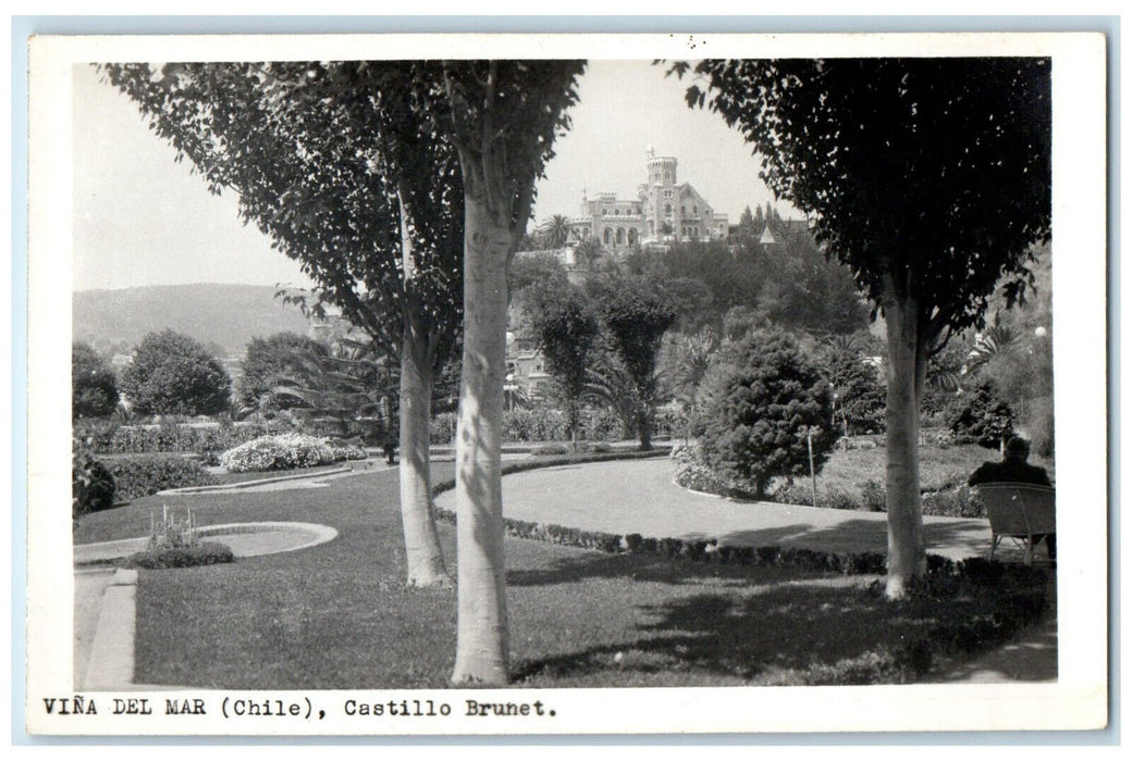 c1940's Castillo Brunet Vina Del Mar Chile Unposted RPPC Photo Postcard
