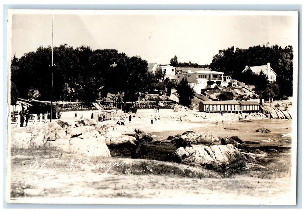 c1940's El Durazno Beach Scene at Quintero Chile RPPC Photo Postcard