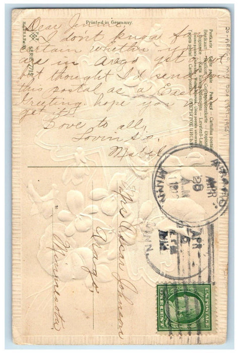 1912 Arago Minnesota MN DPO 1897-1951 Doane Cancel 1 Cent Easter Cross Postcard