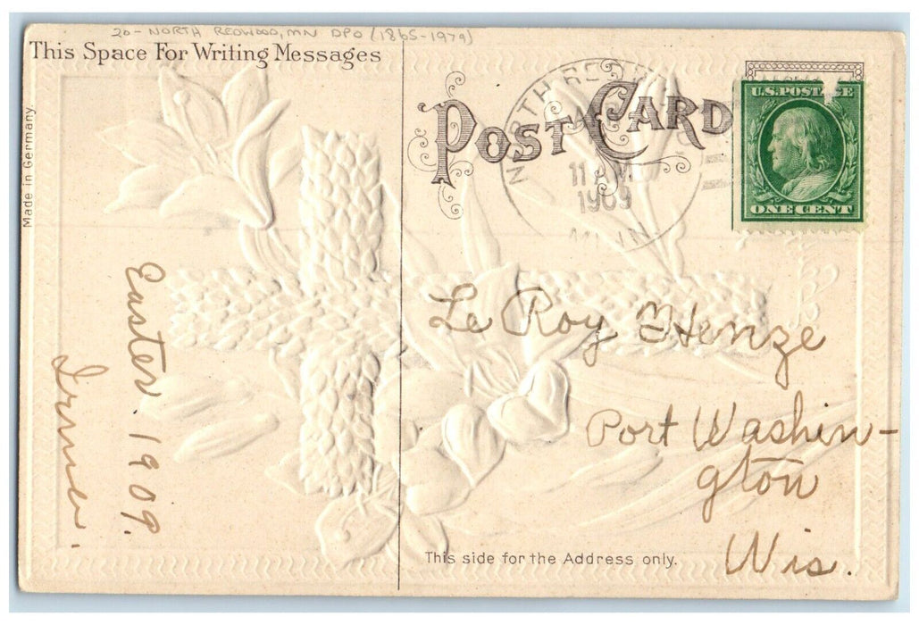 1909 North Redwood Minnesota MN Port Washington WI DPO 1865-1979 Postcard