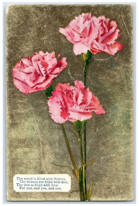 1909 Ogilvie Minnesota MN To Mora Doane Cancel Pink Flowers Postcard