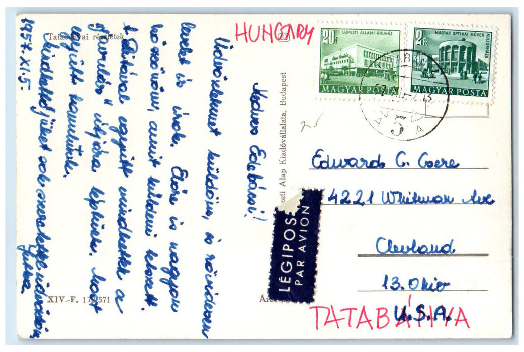 1954 Details of Tatabanya Hungary Posted Vintage RPPC Photo Postcard