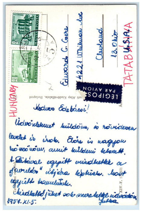 1954 Details of Tatabanya Hungary Posted Vintage RPPC Photo Postcard