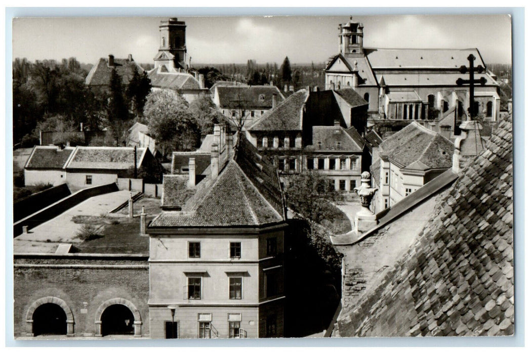 c1940's Buildings View Gyor Latkep Hungary Posted Vintage RPPC Photo Postcard
