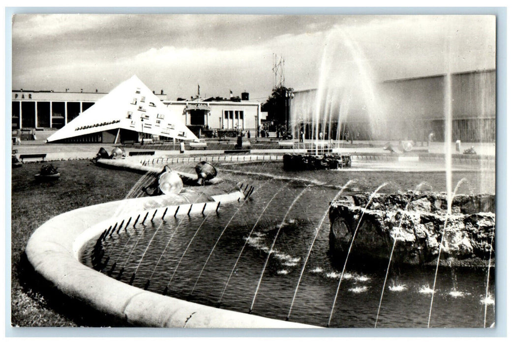 1960 Budapest Industrial Fair Fountain Hungary Posted RPPC Photo Postcard