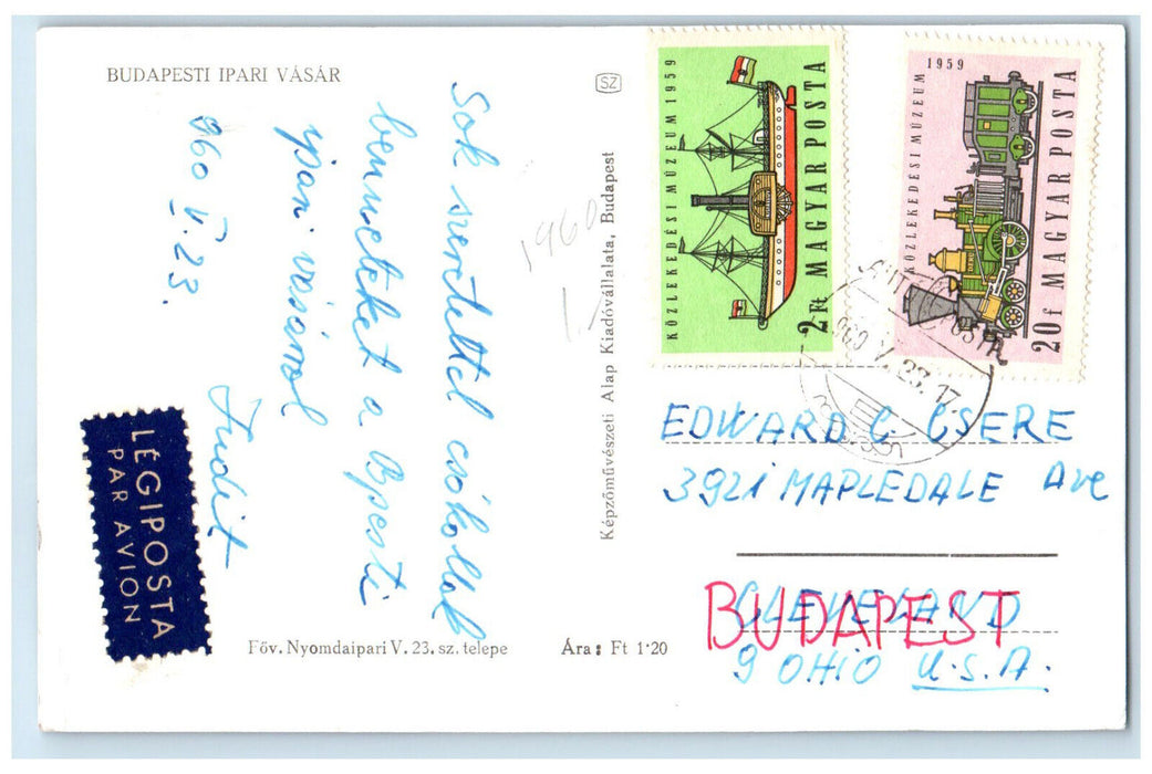 1960 Budapest Industrial Fair Fountain Hungary Posted RPPC Photo Postcard