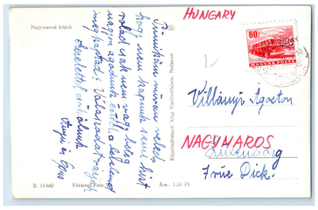 c1950's Nagymarosi Kepek Hungary Posted Vintage Multiview RPPC Photo Postcard