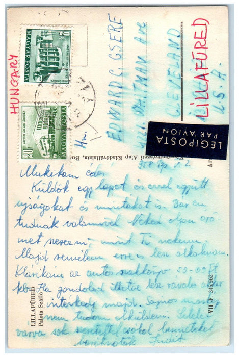 1958 Lillafured Palota Szallo Hungary Posted Vintage RPPC Photo Postcard