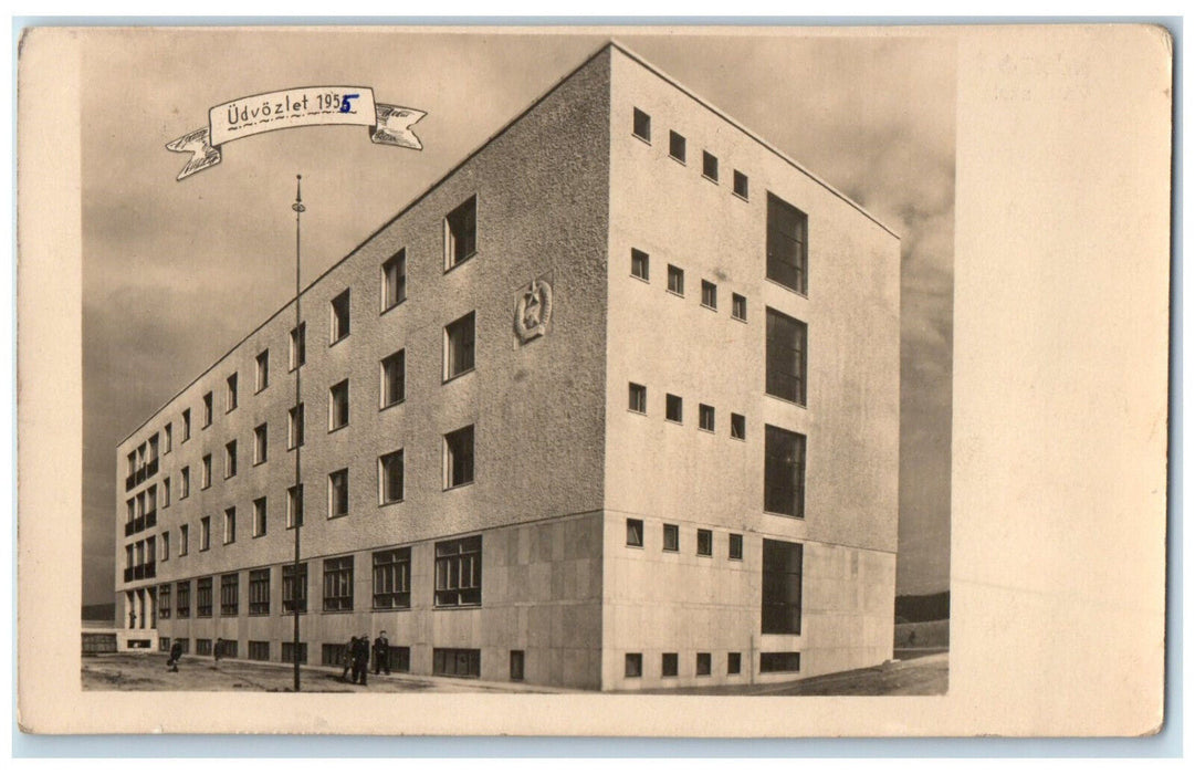 1955 Greetings from Komlo Vajariskola Hungary Posted Vintage RPPC Photo Postcard