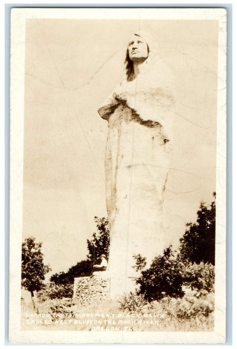 Lorado Tafts Monument Black Hawk Eagles Nest Bluff Oregon IL RPPC Photo Postcard