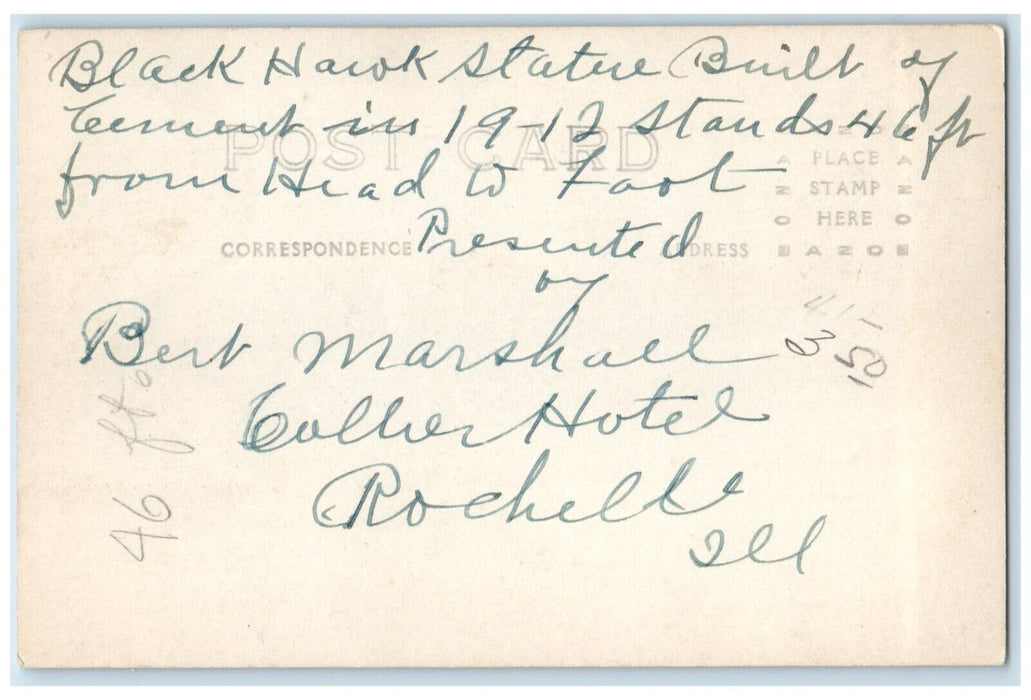 Lorado Tafts Monument Black Hawk Eagles Nest Bluff Oregon IL RPPC Photo Postcard